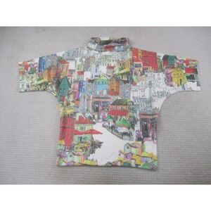 Inoah Top Womens Medium Colorful Artistic City Scape Relaxed Fit Turtle‎ Neck